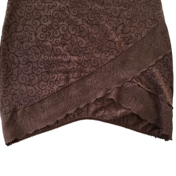 Infiore Italian Women Lingerie Taupe Lace-Trim Satin Slip Dress Lingerie 4 - Picture 5 of 10